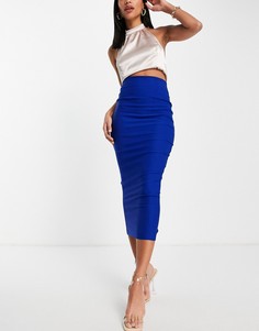 Кобальтовая узкая юбка миди от комплекта Vesper-Голубой