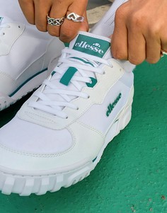 Белые низкие кроссовки с зелеными вставками ellesse-Белый