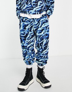 Флисовые свободные джоггеры от комплекта с принтом ASOS DESIGN-Разноцветный