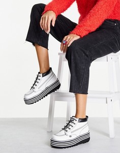 Белые кожаные ботинки Kickers Kick Hi Ragged Priest-Белый