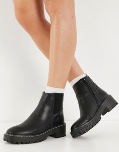 Черные ботинки челси с фактурной отделкой на массивной подошве New Look-Черный цвет