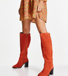 Оранжевые сапоги до колен для широкой стопы Simply Be Wide Fit Tuesday-Оранжевый цвет