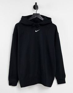 Черный худи oversized с логотипом-галочкой Nike-Серый