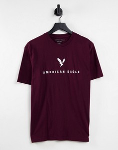 Бордовая футболка с логотипом в виде орла спереди American Eagle-Красный