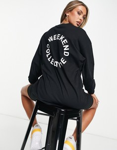 Черный oversized-лонгслив с логотипом на спине ASOS Weekend Collective-Черный цвет