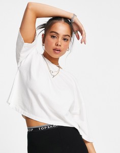 Свободная футболка белого цвета с короткими рукавами Topshop-Белый