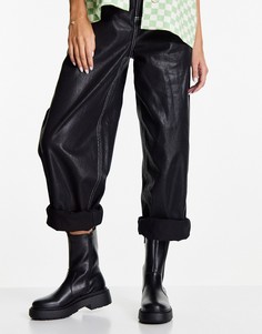 Массивные высокие ботильоны челси черного цвета без застежек на плоской подошве New Look-Черный цвет