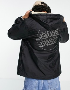 Черная спортивная куртка с подкладкой из шерпы и круглым фирменным принтом Santa Cruz-Черный