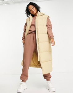 Бежевый удлиненный жилет-пуховик в стиле oversized ASOS DESIGN-Голубой