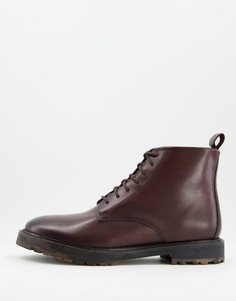 Коричневые кожаные ботинки на шнуровке с камуфляжным принтом на подошве Walk London James-Коричневый цвет