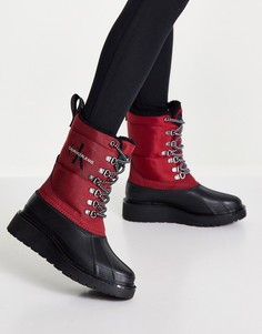 Красные походные непромокаемые ботинки на шнуровке Calvin Klein Jeans-Красный