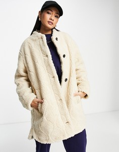 Бежевое удлиненное пальто из искусственного меха Vero Moda-Светло-бежевый цвет