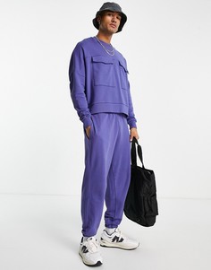 Фиолетовый укороченный свитшот с карманами в утилитарном стиле (от комплекта) ASOS DESIGN-Голубой