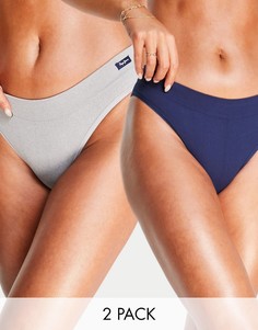 Набор из 2 бесшовных трусов темно-синего и серого цвета Pepe Jeans Joanna-Темно-синий