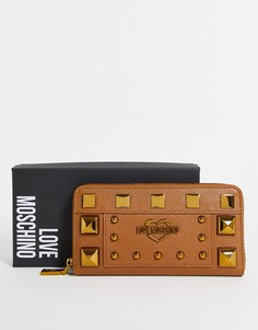 Светло-коричневый кошелек с заклепками Love Moschino-Коричневый цвет