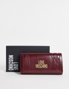 Темно-красный кошелек с логотипом и тесьмой Love Moschino