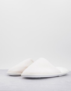 Светлые слиперы-мюли из замши и искусственного меха New Look-Белый