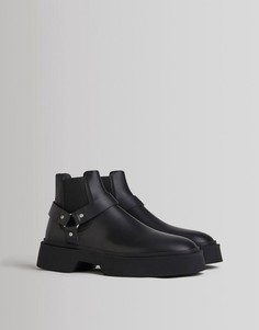 Черные массивные ботинки челси с пряжкой Bershka-Черный цвет