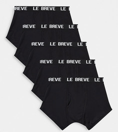 Набор из 5 черных боксеров-брифов с черным поясом Le Breve-Черный цвет