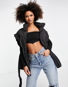 Черный жилет-пуховик с поясом ASOS DESIGN-Черный цвет