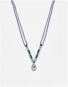 Синее ожерелье с бусинами и подвеской-пальмой Classics 77-Голубой
