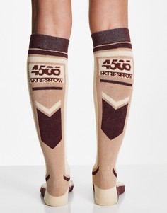 Лыжные носки в стиле колор блок ASOS 4505-Коричневый цвет