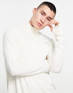 Кремовый топ с молнией длиной 1/4 Puma Run Favourite-Белый