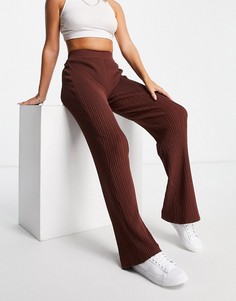 Коричневые трикотажные брюки клеш от комплекта ASOS DESIGN-Коричневый цвет