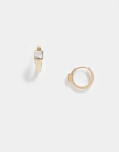 Золотистые серьги-кольца диаметром 15 мм с кристаллами ASOS DESIGN-Золотистый