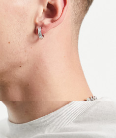 Серебристые ложные серьги-кольца со стразами ASOS DESIGN-Серебряный