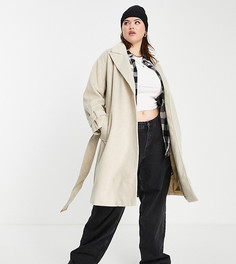 Пальто с заниженной линией плеча и запахом Fashion Union Plus-Светло-бежевый цвет