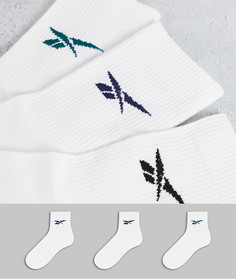 Набор из 3 пар белых носков с цветным логотипом Reebok – эксклюзивно для ASOS-Разноцветный