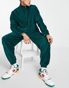 Темно-зеленые велюровые джоггеры от комплекта, в рубчик, в стиле oversized ASOS DESIGN-Зеленый цвет