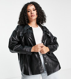 Черный шакет из искусственной кожи Lasula Plus-Черный цвет