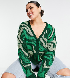 Кардиган со спиралевидным рисунком ASOS DESIGN Curve-Зеленый цвет