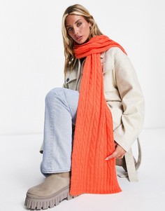 Оранжевый шарф вязки «косичка» French Connection-Красный