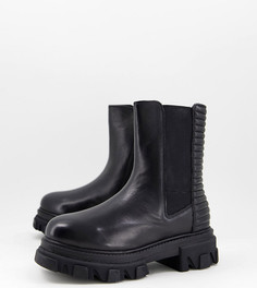 Черные ботинки челси для очень широкой стопы на толстой подошве Simply Be Extra Wide Fit-Черный цвет