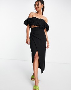 Черная юбка миди с разрезом сбоку от комплекта ASOS EDITION-Черный цвет
