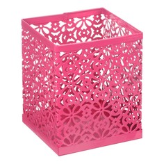 Стакан для пишущих принадлежностей квадратный узор металл розовый Calligrata