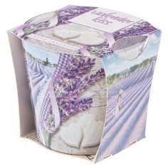 Свеча декоративная, 8х7.5 см, Поцелуй лаванды, в стакане ароматизированная Bartek candles