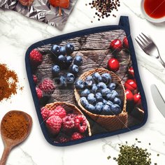 Прихватка 18х18 см, 100% хлопок, 200 гр, Silvano, Ягодный микс, 100002