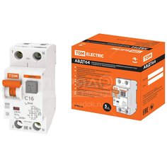 Дифференциальный автоматический выключатель TDM Electric, АВДТ 64, 16 А, С, 30 мА, SQ0205-0004