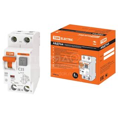 Дифференциальный автоматический выключатель TDM Electric, АВДТ 64, 25 А, С, 30 мА, SQ0205-0006