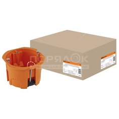 Коробка установочная, пластик, скрытая, диаметр 65 мм, 45 мм, TDM Electric, для гипсокартона, с саморезами, пластиковые лапки, оранжевая, IP20, SQ1403-0022