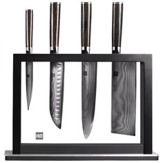Набор ножей HuoHou 4+1 Damascus Kitchen Knife Set (черный)