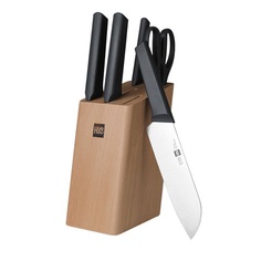 Набор ножей HuoHou 5+1 3Cr13 6-pcs kitchen knife Set Lite (черный)