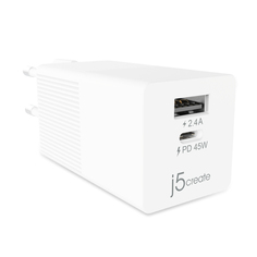 Сетевое зарядное устройство j5create 45W Dynamic PD USB-C Mini Charger (белый)