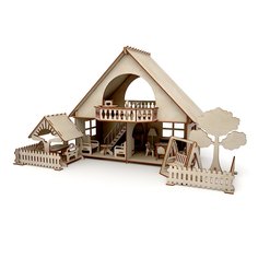 Дом для кукол ХэппиДом Летний дом с беседкой и качелями 44 см