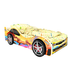 Кровать-машина карлсон милан (с объемными колесами) (magic cars) желтый 85x50x170 см.