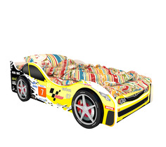 Кровать-машина карлсон лондон (с объемными колесами) (magic cars) желтый 85x50x170 см.